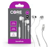 CORE ESSENTIALS Auricolari con cavo SoundPods | Microfono e controllo del volume | Compatibile con smartphone 13, 14, 12, 11, 10, SE e tutti i modelli 5+ | Suono chiaro e bilanciato (8 pin)