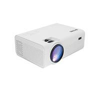 Core Innovations Mini proiettore LCD Home Theater da 150", dimensioni regolabili, altoparlanti integrati, compatibile con TV Stick, smartphone, console di gioco, lettore DVD, USB, bianco