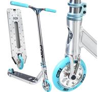 CORE Stunt Scooter Trick Roller da 110 mm I ABEC 9 I per principianti e professionisti, a partire dai 5 anni, 78-96 cm di altezza I + Fantic26 adesivi (Park CG1 H = 81 cm (argento spazzolato/turchese)
