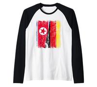 Corea del Nord Germania Mezza Bandiera Corea del Nord Maglia Tedesca Maglia con Maniche Raglan