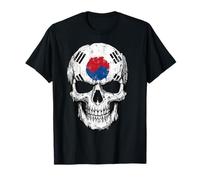 Corea del Sud Bandiera Cranio Grunge Splatter Maglietta