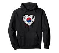 Corea del Sud Bandiera Cuore Distressed Grunge Felpa con Cappuccio