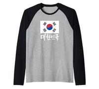 Corea del Sud Bandiera e Hangul Parola Calligrafia Maglia con Maniche Raglan