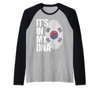 Corea del Sud è nel Mio Dna Fingerprint Heritage Maglia con Maniche Raglan