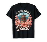Corea del Sud Pagoda Seoul Cherry Blossom Mountains Coreano Maglietta