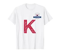 Corea del Sud Umano-Bandiera Lettera K Rosso Corea del Sud Wht Maglietta
