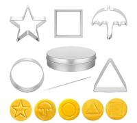 Corea Game - Set di 7 formine per biscotti in acciaio inox, per biscotti Dalgona coreani, per biscotti a forma di stella, ombrello, triangolo, forma rotonda, per feste, accessori da forno