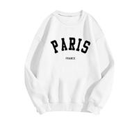 Coreano Cose Lettere Grafica Maglione Oversize Top Casual Manica Lunga Cappuccio Felpa con Coulisse e Tasche Maglione Senza, bianco, S