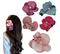 Coreano Dolce Phalaenopsis Fiore Tornante 2024 Nuovo Modo Bohemia Design Panno Floreale Perla Capelli Clip Copricapo Femminile