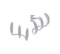 Coreano lucido artiglio gancio per l'orecchio orecchini a clip donna moda argento colore clip regalo orecchio orecchio fascino gioielli tre d'oro punte zircone a N2V3