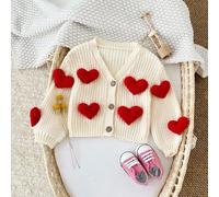 Coreano neonate Cardigan lavorato a maglia maglioni per bambini autunno inverno 2024 vestiti dolci alla moda per neonati cappotto a cuore di lana top per bambini