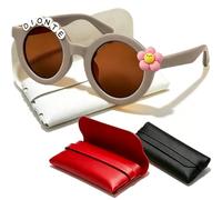 Coregiftr Polarized Kids Sunglasses for Girls Boys, Round Sun Glasses with Custom Name & Cute Icon for Beach Party Outdoor Activities