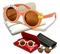 Coregiftr Polarized Kids Sunglasses for Girls Boys, Round Sun Glasses with Custom Name & Cute Icon for Beach Party Outdoor Activities