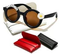 Coregiftr Polarized Kids Sunglasses for Girls Boys, Round Sun Glasses with Custom Name & Cute Icon for Beach Party Outdoor Activities