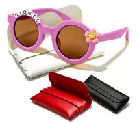 Coregiftr Polarized Kids Sunglasses for Girls Boys, Round Sun Glasses with Custom Name & Cute Icon for Beach Party Outdoor Activities