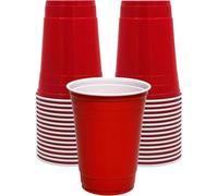 Coreint Bicchieri di plastica da 30 pezzi, 350 ml, senza BPA, resistenti, colore rosso, bicchieri biogradabili per Natale, giardino, matrimoni, compleanni, anniversari, picnic, riutilizzabili e