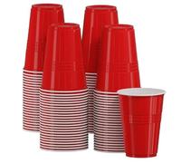 Coreint® Bicchieri di plastica rossi da 350 ml (50 pezzi) - Bicchieri rossi per feste di Natale, feste in giardino, matrimoni, picnic, in vetro riutilizzabili e riciclabili