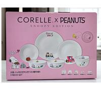 Corelle Peanuts Snoopy Set di stoviglie 7 pezzi piatti per brunch ciotole 2...