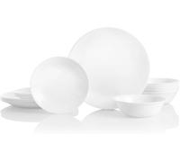 Corelle Servizio da tavola da 18 pezzi, colore bianco gelo invernale, per 6 persone, resistente alle scheggiature, include piatti piani da 26 cm, insalata/piatti da contorno da 17 cm e ciotole da 530