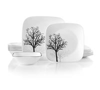 Corelle Service for 6, Chip Resistant, Timber Shadows Set di stoviglie, Vetro, Ombre in Legno