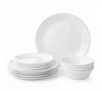 Corelle - Servizio da tavola da 18 Pezzi in Vetro Vitrelle Resistente a sbeccature e Rotture, Servizio per 6 Persone, Bianco Ghiaccio