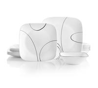 Corelle Servizio per 6, Resistente alle scheggiature, Linee semplici Set di stoviglie, Vetro