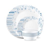 Corelle Servizio di piatti in vetro Vitrelle, 12 pezzi, per 4 persone, colore: blu