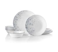 Corelle Servizio per 6, Resistente alle scheggiature, Indigo Set di stoviglie, Vetro, Speckle Indaco