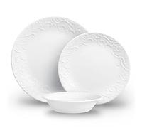 Corelle Set da tavola (12 pezzi, Bella Faenza), set da tavola per 4, include 4 piatti, piatti e ciotole, 3 volte più resistenti, metà dello spazio e del peso della ceramica, fino all'80% di vetro