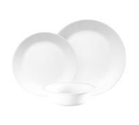 Corelle Set da tavola (12 pezzi, bianco smerigliato invernale) per 4, 4 piatti piani, piatti da dessert e ciotole, 3 volte più resistente, metà dello spazio e del peso della ceramica, fino all'80%