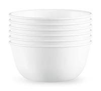 Corelle Vitrelle - Set di 6 ciotole da zuppa/cereali, resistenti a scheggiature e crepe, per zuppe, ramen, cereali e altro, in vetro a triplo strato, colore: bianco ghiaccio invernale