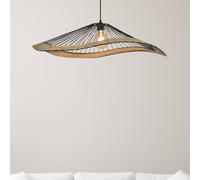 COREP Lampada a sospensione Mekong, nera, altezza 18 cm, metallo/rattan COREP