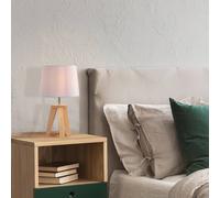COREP Lampada da tavolo Yoga, bianco/legno chiaro, 34 cm, cotone/legno COREP