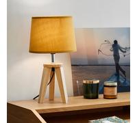 COREP Lampada da tavolo Yoga, giallo senape/legno chiaro, 34 cm, cotone/legno COREP
