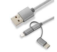 CoreParts MOBX-ACC-003 cavo USB 1 m Micro-USB A Micro-USB B Grigio (3-in-1 adapters Charging - cable Micro USB, - USB-C-Lightni NEW