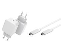 CoreParts USB-C Charger with 1meter USB-C Cable 20W, USB-C Charger for Mobile Devices AN (USB-C Cable 20W 5V-12V/1.5A-3A Output: USB-C PD QC3.0, Input: 110-230V EU Plug, for Mobile)