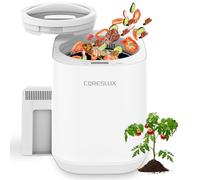 CORESLUX Composter elettrico, 4 l, contenitore per compost elettrico, trasforma i rifiuti alimentari in compost naturale, compostatrice da cucina, compostiera automatica da cucina, bianco