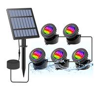 CORESLUX Illuminazione solare per laghetto, luce subacquea RGB, luce subacquea regolabile, cambia colore, IP68, impermeabile, 5 pezzi