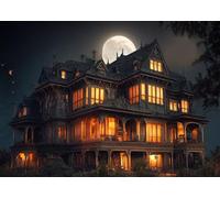 CORFOTO 1.5x1.2m Sfondo di casa stregata Notte nebbiosa Casa in stile loft retrò Decorazione per feste di Halloween Sfondo fotografico Studio Ritratto Accessori
