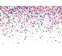 CORFOTO 1.5x1.2m Sfondo di coriandoli a forma di stella, sfondo rosso, bianco e blu per celebrazioni, decorazioni festive con coriandoli, forniture per eventi, banner per photo booth festivo