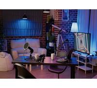 CORFOTO 1.5x1.2m Tessuto Setup streaming domestico luci LED blu viola muro di mattoni decor podcast studio Sfondo fotografico per gaming photo booth