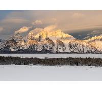 CORFOTO 1.8x1.2m Sfondo fotografico di montagne innevate; sfondo fotografico di un paesaggio invernale con alba sul Teton; sfondo panoramico delle montagne del Grand Teton nel Wyoming