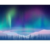 CORFOTO 1.8x1.2m Sfondo invernale Aurora boreale Neve Montagna Foresta Cielo stellato Sfondo fotografico Aurora boreale Sfondo da parete Decorazione per la casa