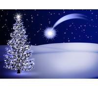 CORFOTO 1.8x1.2m Sfondo per albero di Natale Notte invernale Paesaggio innevato Sfondo fotografico Presepe di Natale Stella di Betlemme Decorazioni per feste di Natale