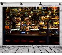 CORFOTO 10x6.5ft Tessuto capitale irlandese, il Temple Bar, sfondo interno, quartiere culturale di Dublino, bar di lusso, sfondo fotografico, birra, bottiglie di alcol, portabottiglie, pub, sfondo