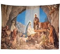 CORFOTO 150x100cm Jesus Natività della notte di Natale Nascita di Gesù Bambino Arte murale dell'arazzo per Soggiorno Camera da letto Dormitorio Decorazione murale appesa