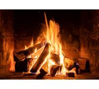 CORFOTO 2.1x1.5m Sfondo con camino acceso, camino natalizio invernale, sfondo con boschi fiammeggianti, bambini, famiglia, campeggio, barbecue, decorazioni per feste, striscione