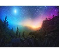 CORFOTO 2.1x1.5m Sfondo con stella di Natale, scena della Natività di Natale, stella di Betlemme, tre Re Magi, cielo stellato, sfondo religioso, chiesa, decorazione natalizia, accessorio fotografico