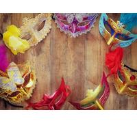 CORFOTO 2.1x1.5m Sfondo per maschera veneziana in legno retrò, sfondo per fotografia, decorazione di carnevale, striscione per feste di carnevale, accessori per studio