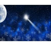 CORFOTO 2.1x1.5m Sfondo Stella di Natale Sfondi Notte Stellata Sfondi Cielo Stellato Blu Scena della Natività di Natale Stella di Betlemme Sfondo Fotografico Decorazioni per la Chiesa